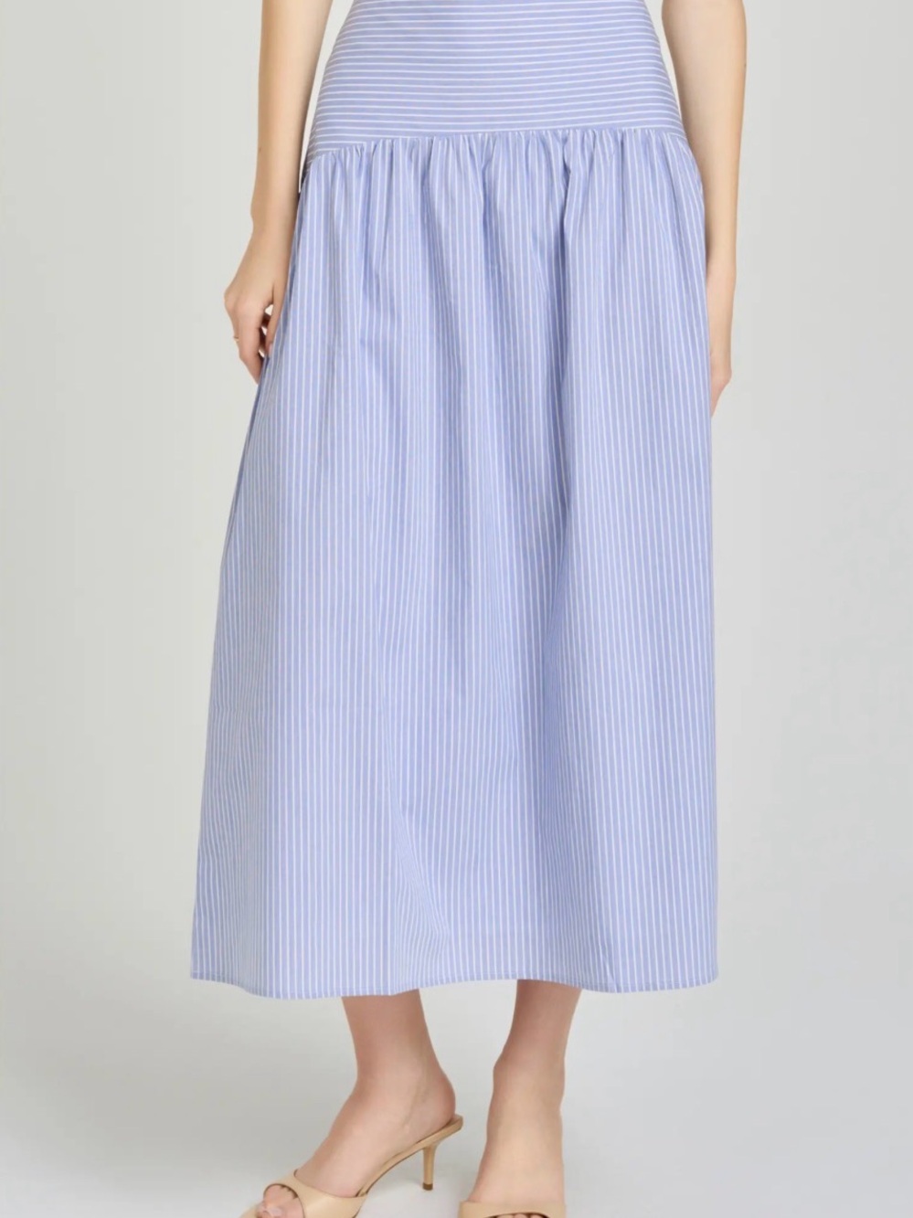Wayf Light Blue & White Striped Maxi Skirt